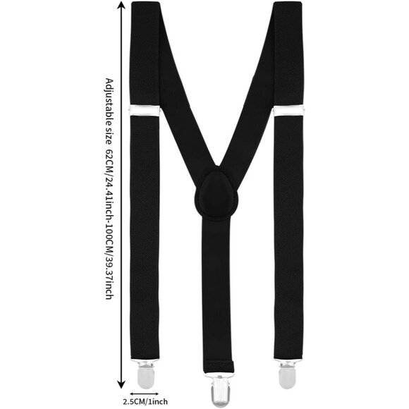 Black Suspenders for Men's Suspenders for Jeans Tuxedo Suit Pants - Picture 2 of 7